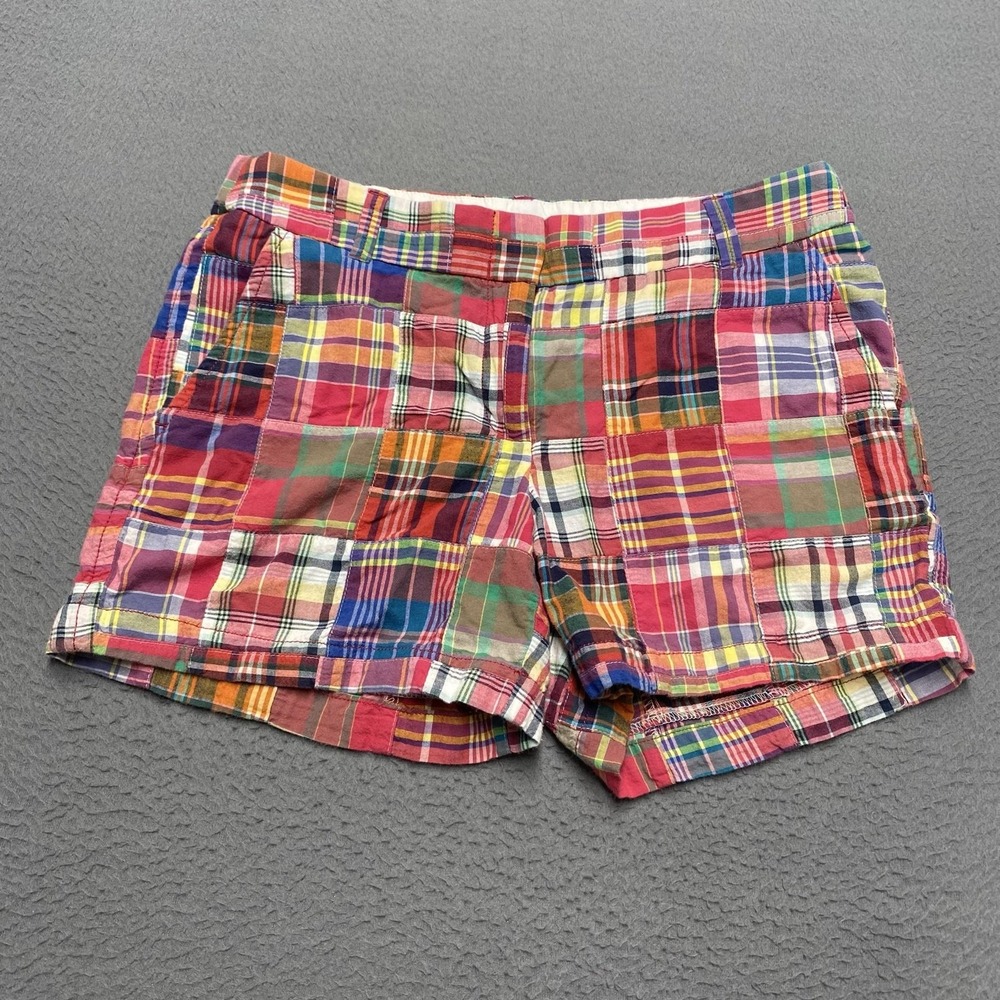 J.Crew Shorts Womens 6 Multicolor Madras Patchwork City Fit Chino Cotton 3.5 In